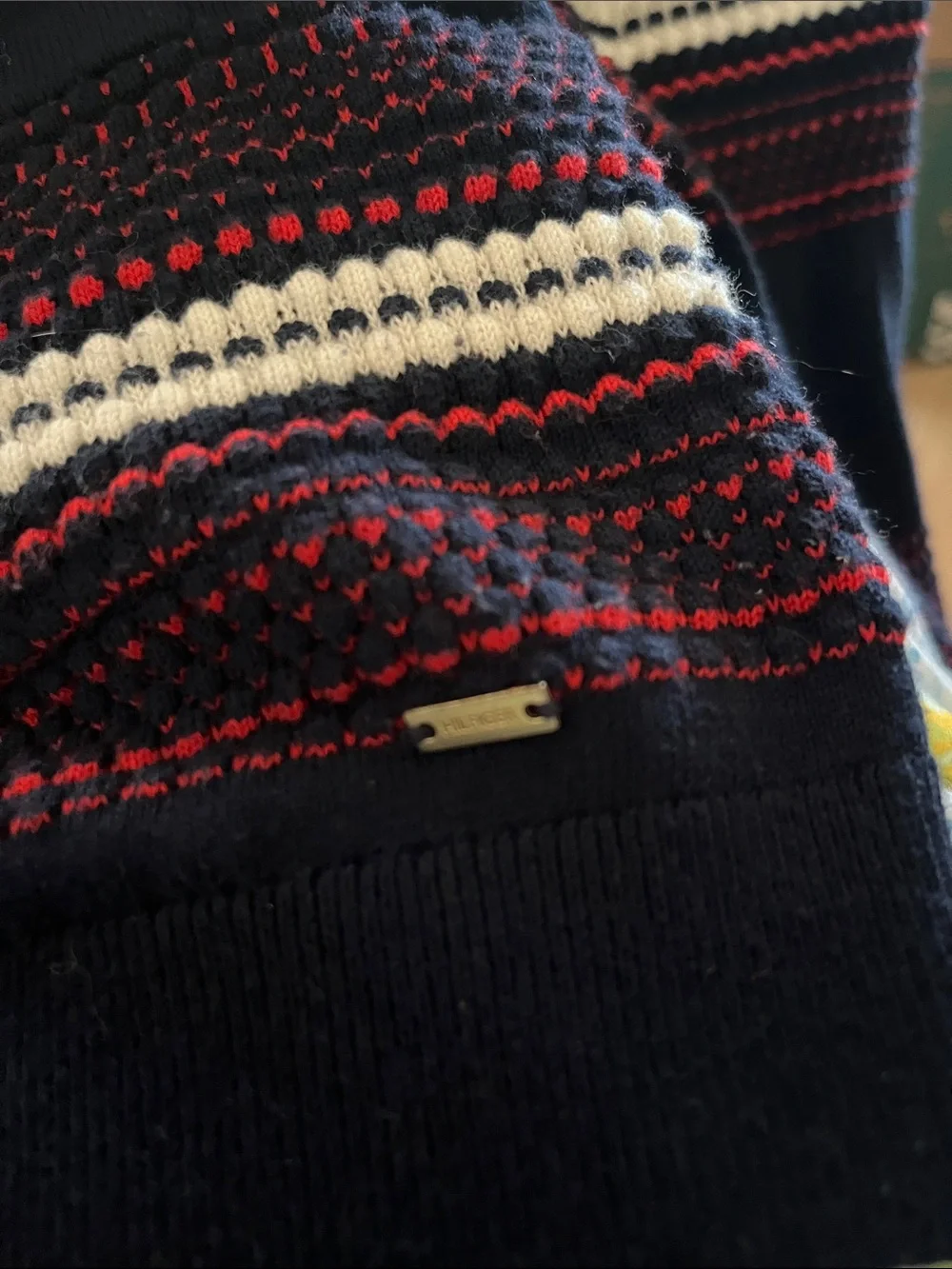 Tommy Hilfiger Women’s SzM Navy, Red, White Stripe Button-Front Cardigan